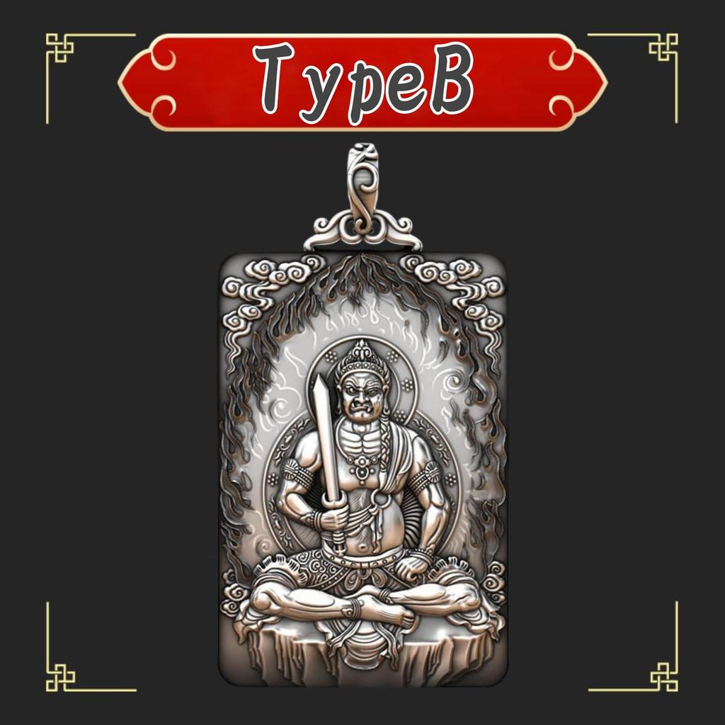 [Lunari] Buddha Statue Pendant Necklace Sculpture Jewelry Amulet Charm Silver 925 Good Fortune Five Great Wisdom Kings Guardian Deity Type B (Type B)