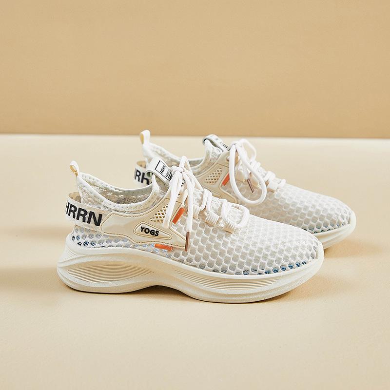 Fashion 2024 Autumn Women's Breathable Casual Vulcanized Shoes Mesh Flat Bottom Gym Comfortable Breathable Thick Sole Light Sports Shoes