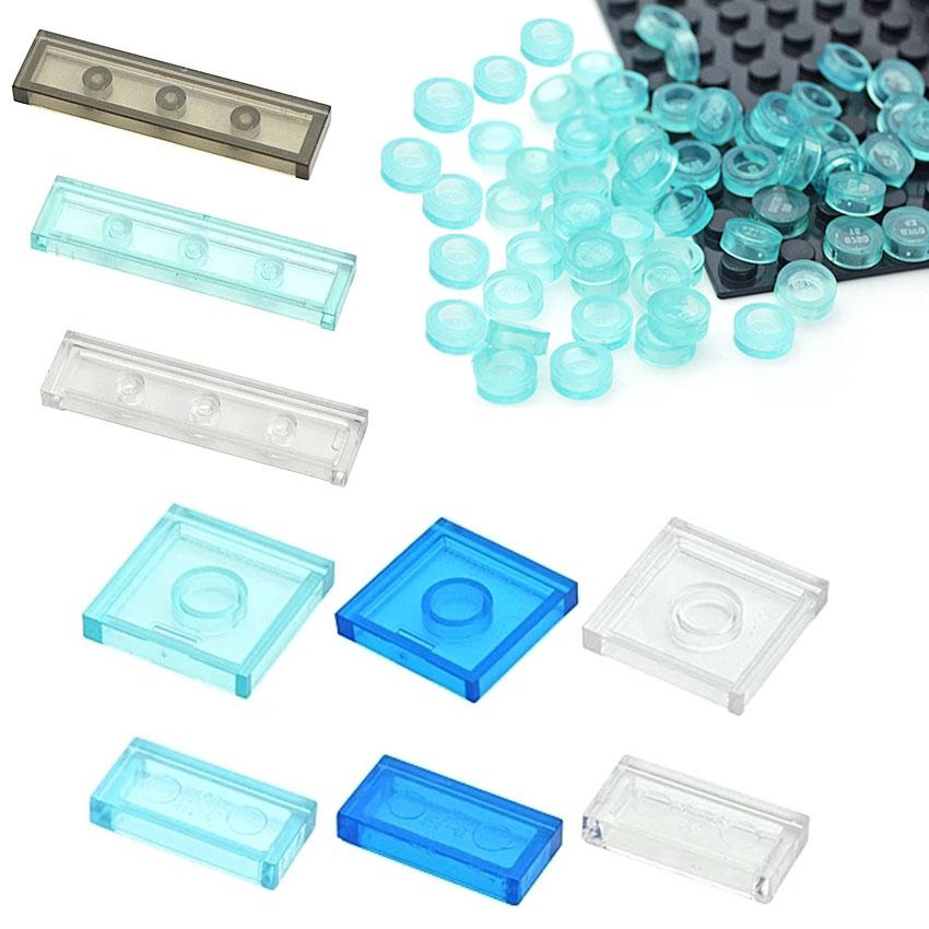 Professional Fishing Unisex Diy Building Blocks Transparent Smooth Tile Bricks 1X1 1X2 2X2 1X4 Compatible 98138 3068 3069 2431 Educational Toys Leduo