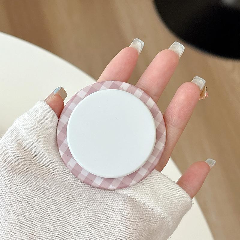 Plaid Simple Round Mobile Phone Airbag Bracket Magnetic Suction Telescopic Ring Wind Desktop Watching Drama Support