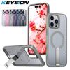 KEYSION Hollow Heat Dissipation Magnetic Case for MagSafe for iPhone 13 14 15 Pro Max 15 Plus Hide Stand Shockproof Cooling Phone Cover