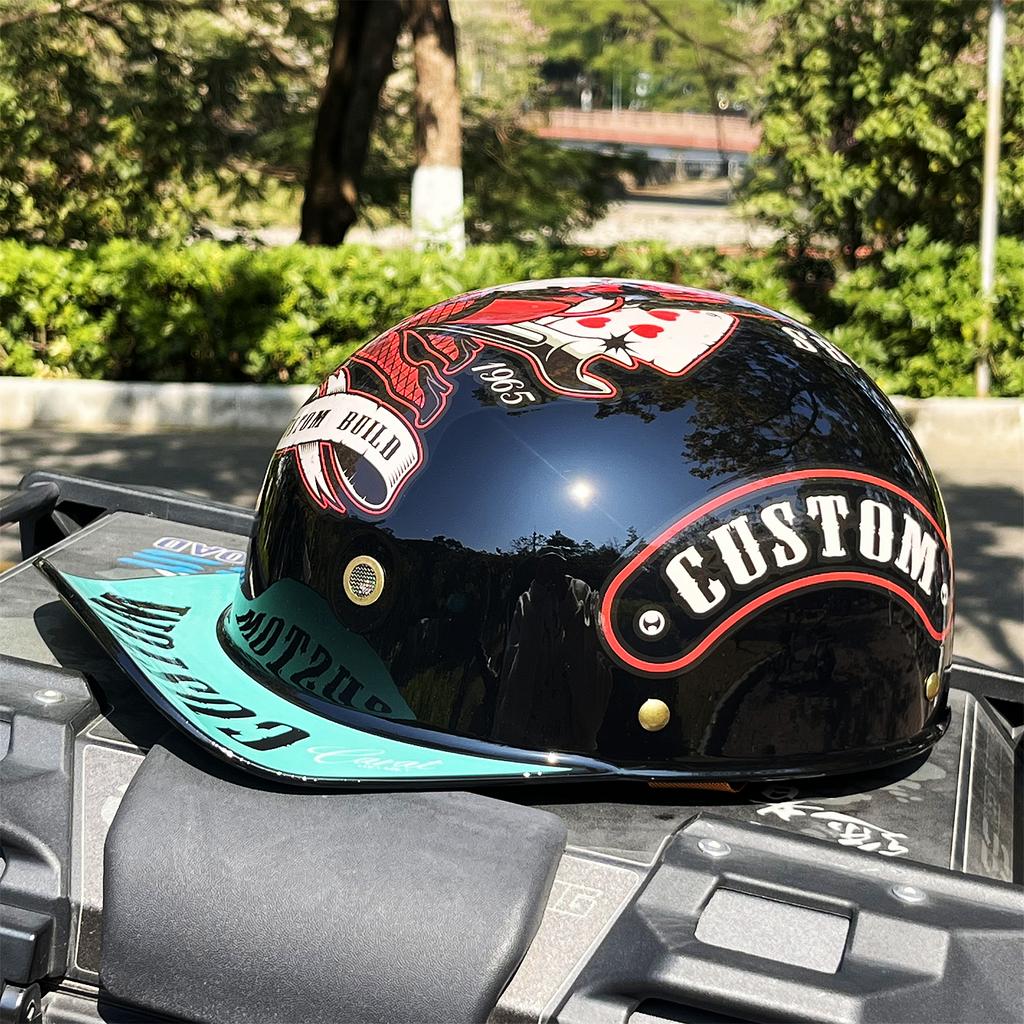 Retro Half Covered Helmet Men's Riding Portable Outdoor Helmet Vintage Graffiti Bicycle Cross-country Accessories