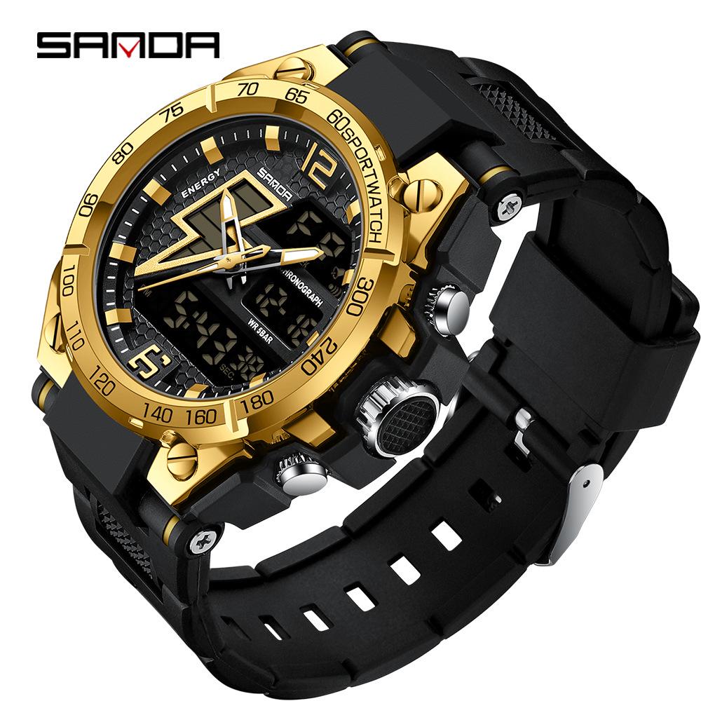Sanda 6024 Outdoor Sports Shockproof Waterproof Luminous Watch - Unisex Multifunctional Electronic Watch