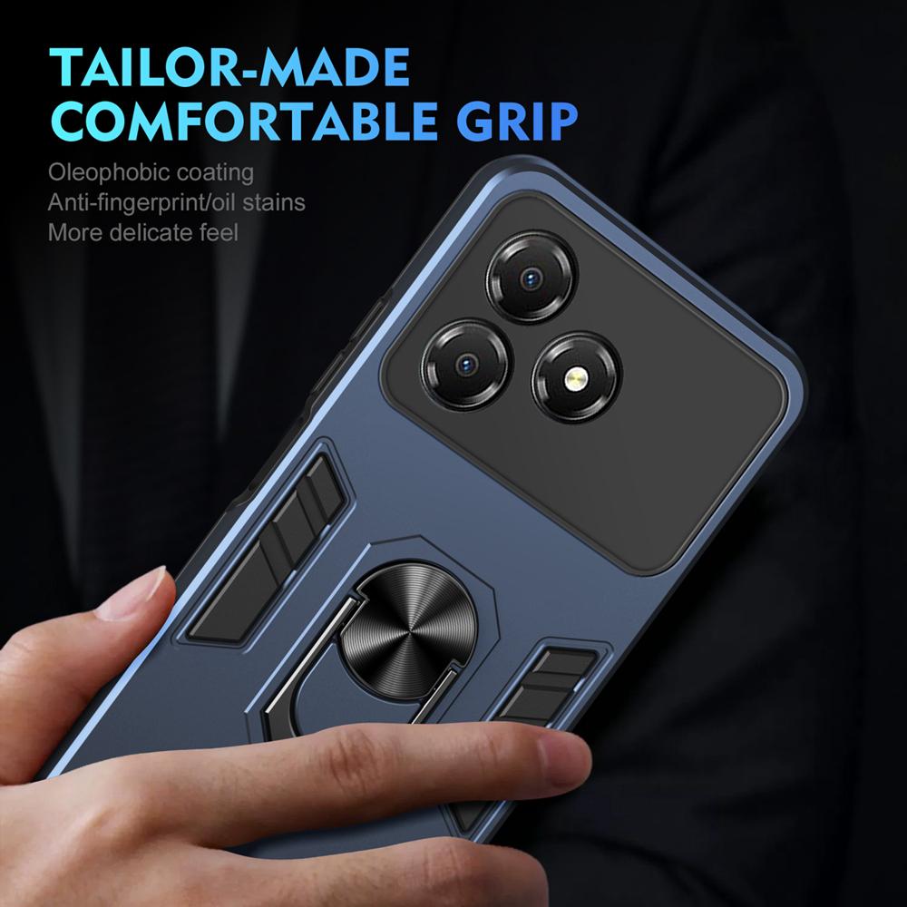 KEYSION Shockproof Armor Case for ZTE Blade A36 4G 5G Soft Silicone+PC Metal Ring Stand Phone Back Cover for ZTE Blade A36 5G