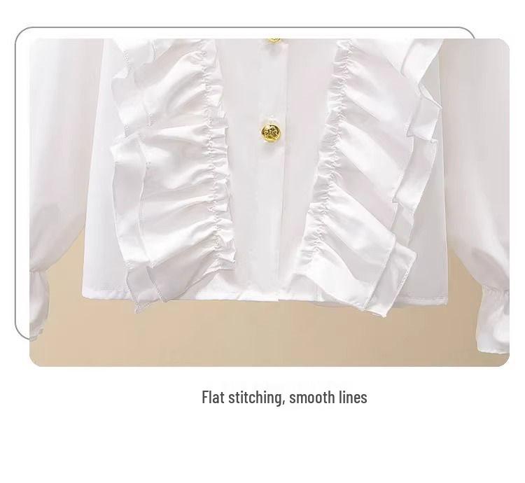Autumn White Girls' Peter Pan Collar Long Sleeve Shirt - Fashionable Top for Big Kids and Students