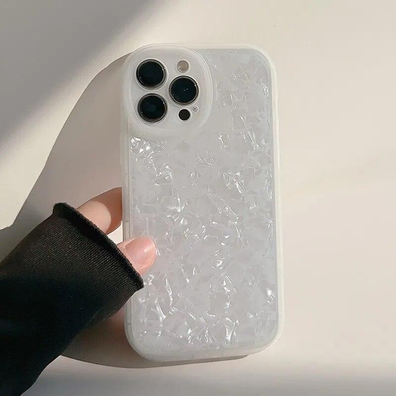 Ins Shell Texture Shockproof Phone Case For iPhone 15 14 13 12 11 Pro Max XS X XR 7 8 Plus SE 3 Mini Soft Silicone Bumper Cover