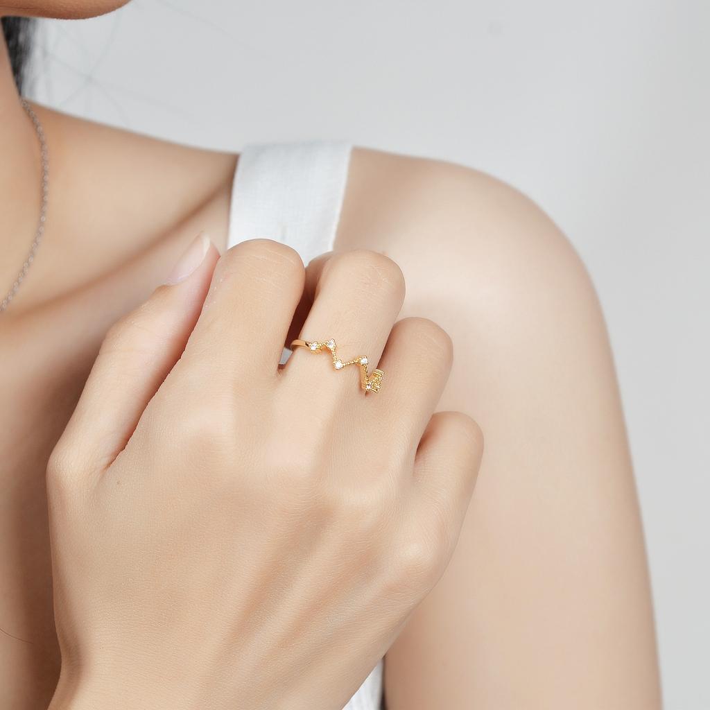 Galvanisieren Hohe Farberhaltung Koreanische Version Leichter Luxus Mode Zirkon Großer Wagen Ring Damen Geometrischer Zeigefingerring