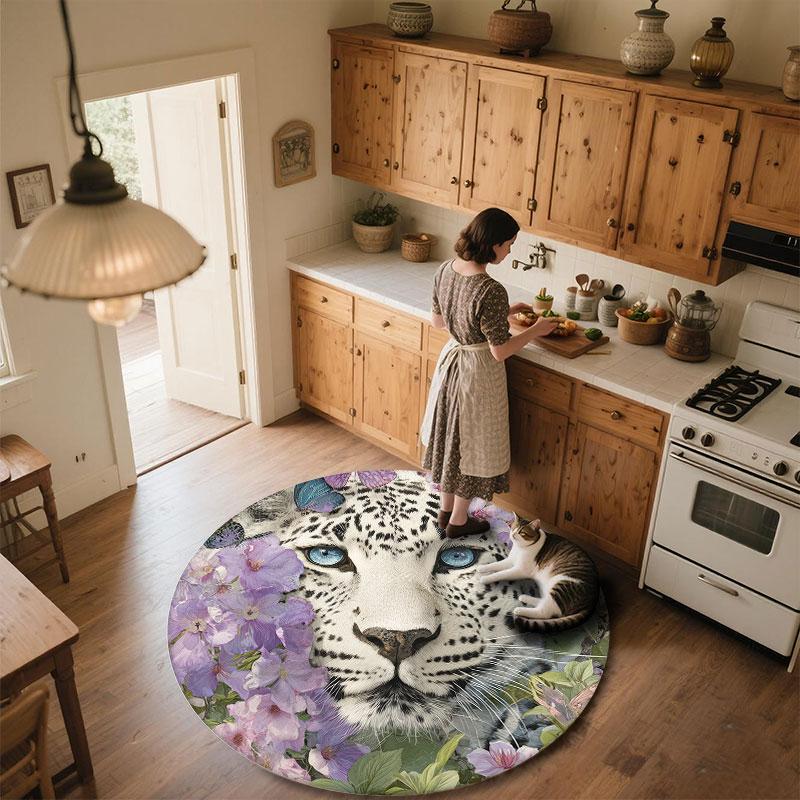 Leopard Pattern Round rug,Carpet Rug for Living Room Bedroom Playroom ,Non-slip Floor Mat,Holiday Gifts and Birthday Gifts.
