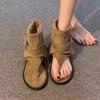 Soft Leather Version Retro Toe Short Tube Cool Boots Women's 2025 New Summer Niche Versatile Fashion Platform Fashion Sandals