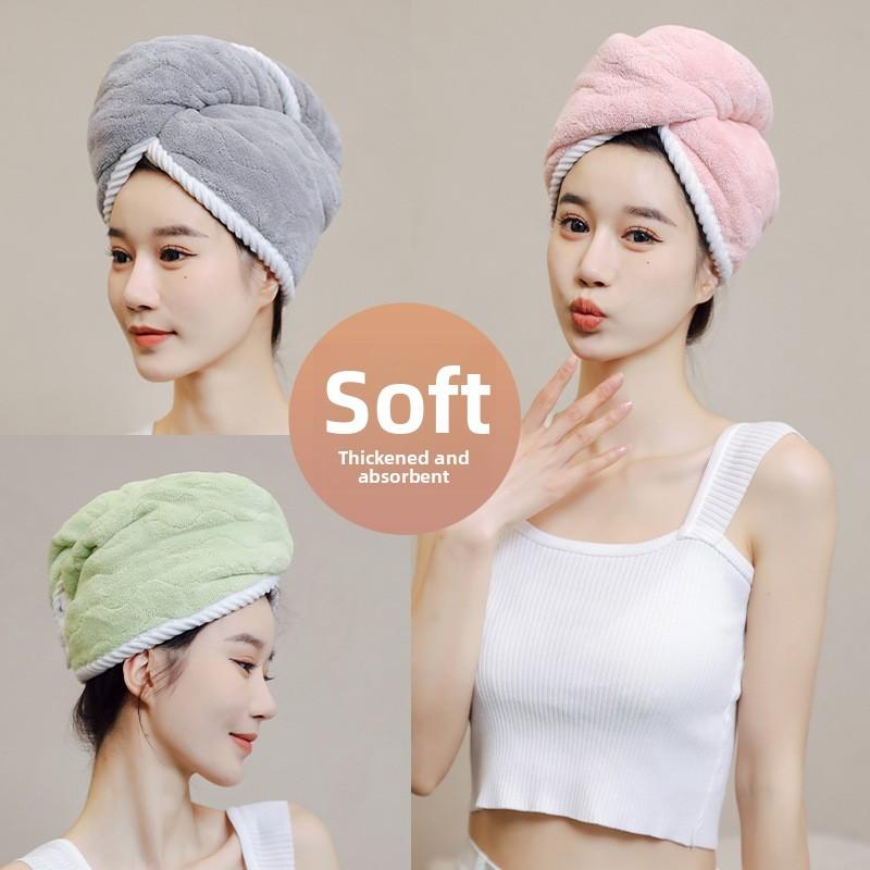 Premium Hair Drying Hat Coral Fleece Drying Cap With Thick Absorbent Design For Home And Travel