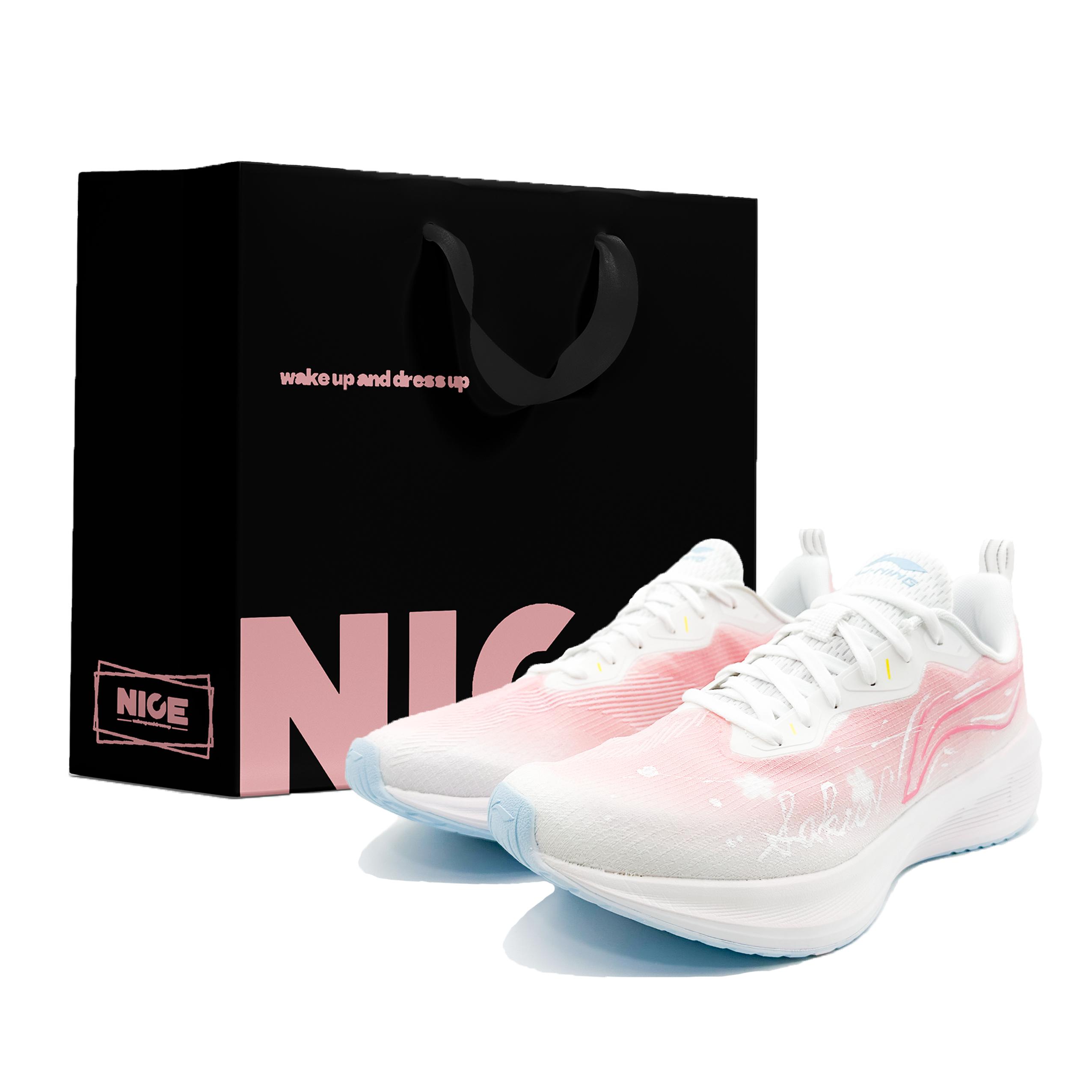 Li Ning Wuyue Slip Resistant, Abrasion Resistant, Breathable Low top Casual Running Shoes Men s Pink White ARST003-1(Team173-Lucky) 41
