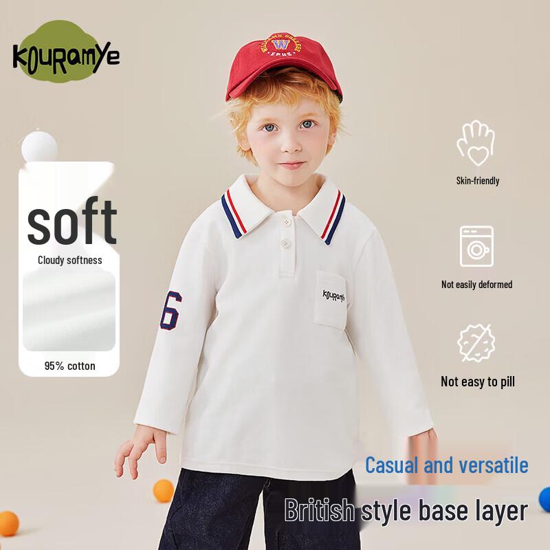 KuWaMi Kids' Preppy Long-Sleeve Polo T-Shirt