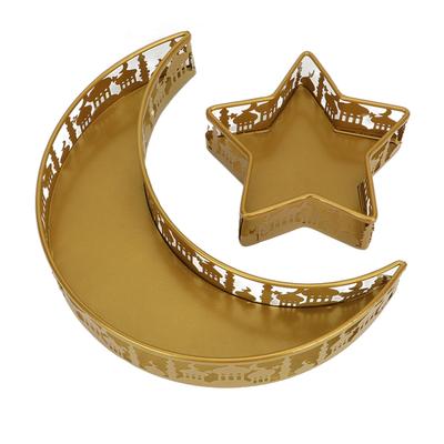 Vassoi a Forma di Luna e Stella Tavolo Decorativo Piatti da Cena Frutta Dessert Frutta Secca Vassoio da Servizio Colore Oro