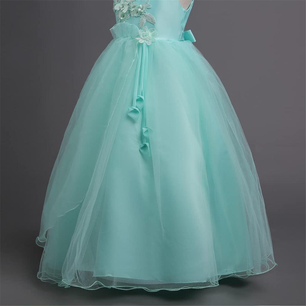 VIISEN Floral Lace for Piano Long Elegant and Elegant Formal Dress for Perfect for Bridesmaid and Size Kids' Dress, Sleeveless, Recitals, Girls'