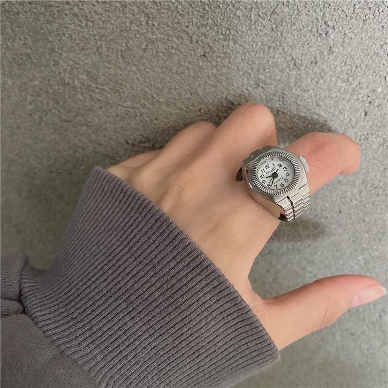 Korean Style Retro Hipster Watch Ring - Trendy Men's Hand Jewelry Accessory