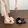 Versatile Open-toed Double Ring with Thick-soled Cool Slippers Large Size Fairy Style with Skirt Rose National Style Sandals Super Soft
