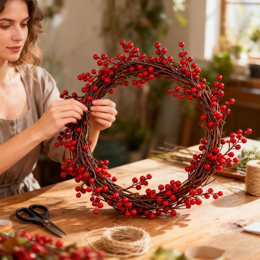 Red Berry Christmas Garland Wedding Flowers Accessory Berry Artificial Garland Christmas Decoration Xmas New Year Gifts