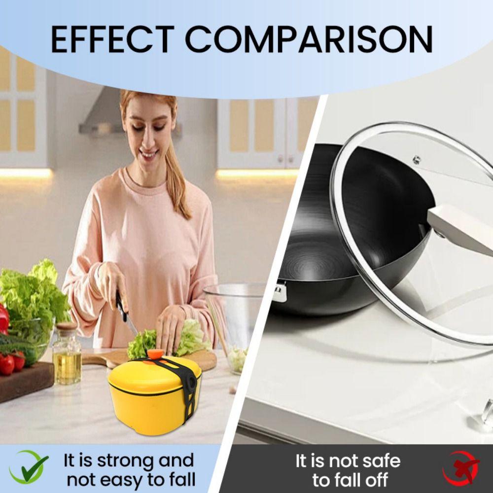3Pcs Stretchable Silicone Lid Straps Leak-Proof Lunchbox Strap Universal Lid Fixing Band  Pans