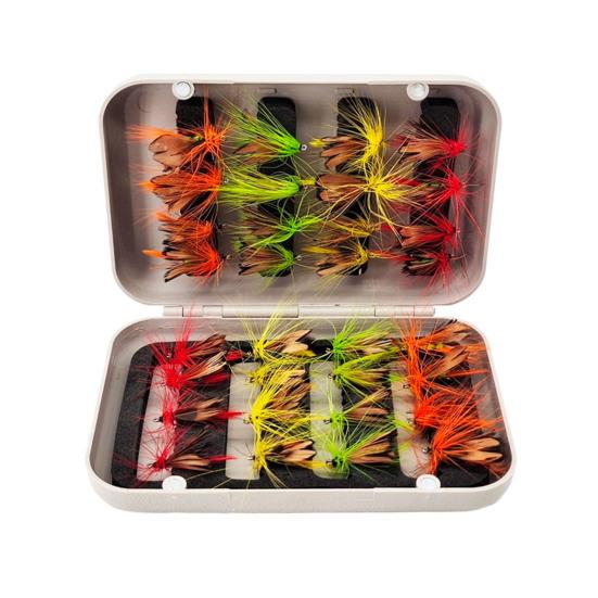 

32 шт. искусственных приманок для ловли насекомых с коробкой для хранения, дизайн с острым крючком, водонепроницаемый дизайн, приманки для ловли насекомых, жесткие приманки разноцветный