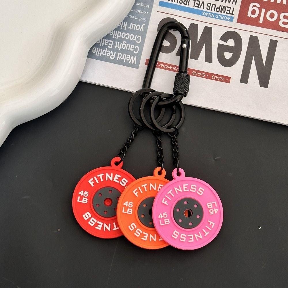 Mini Barbell Plates Key Chain with D-shaped Carabiner Fitness Series Pendant  Gifts