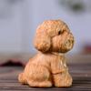 wood carving Teddy Dog Animal model Figurine Hand carved solid wood Cute Home Room Office figurine decoration Small gift