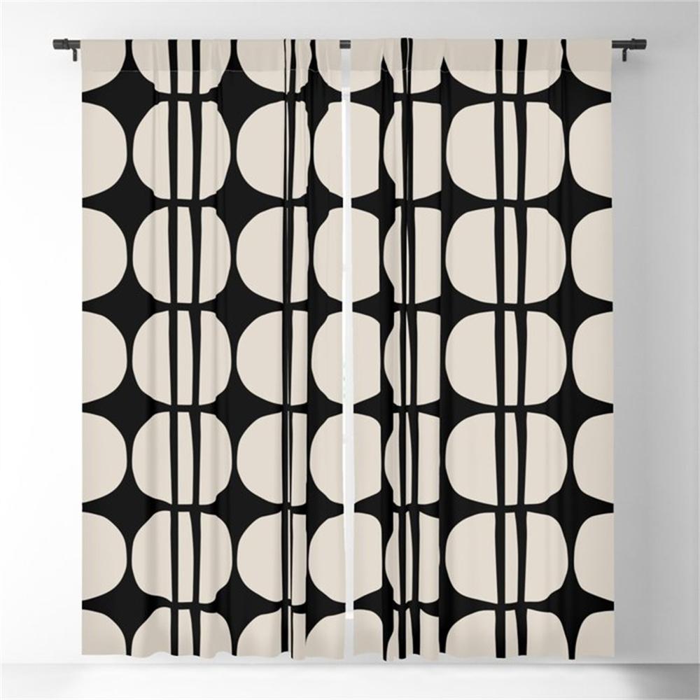 

Abstract Geometry Art Black White Line Lightweight Window Panel Blind Drapes designed for Kids Bedroom Living Room Kitchen Door Home Decor 2Pieces W50 X H130(CM)X2&Grommet Top