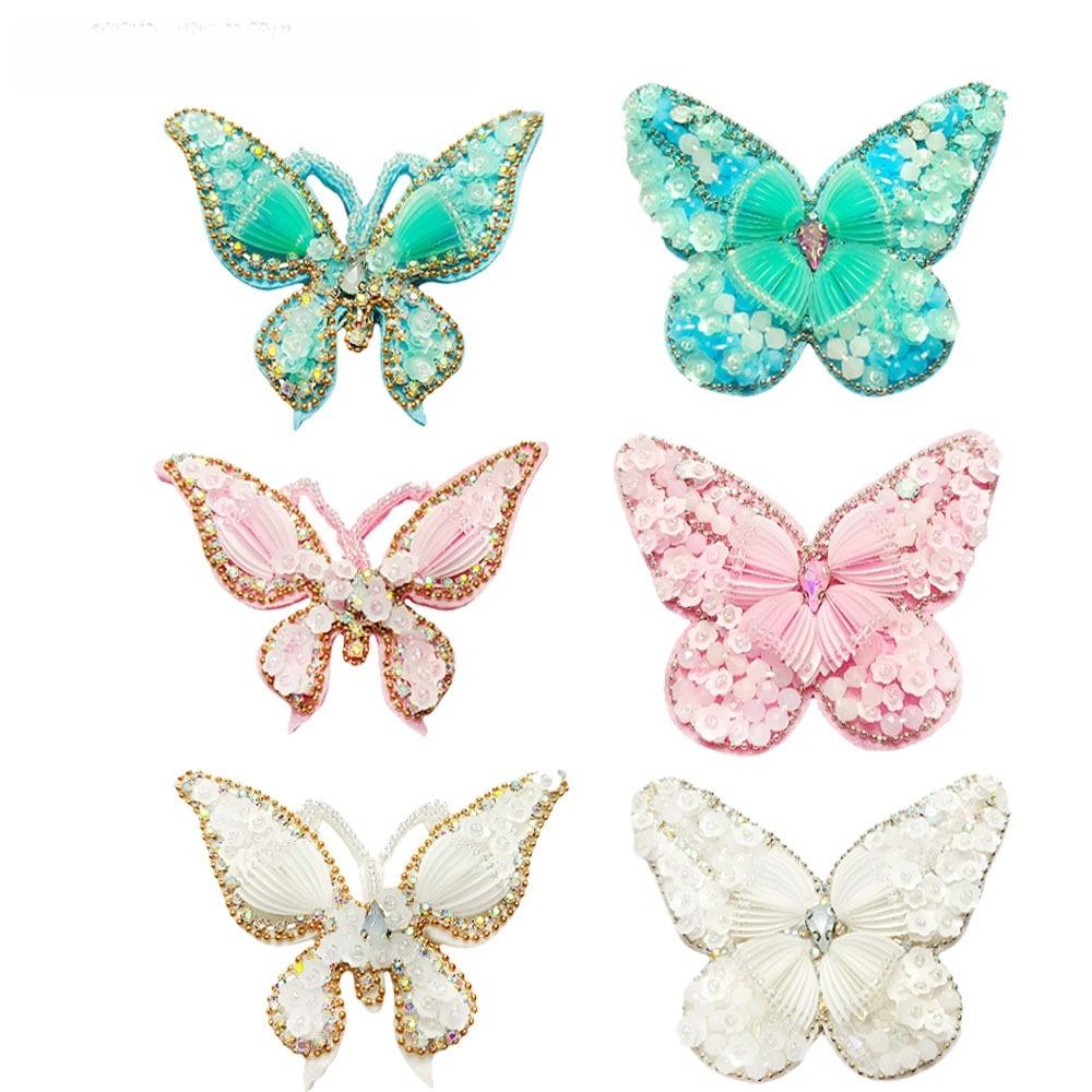DIY Beaded Butterfly Appliques Handmade Sequin Patch New Clothing Decoration Patch Bag Decoration