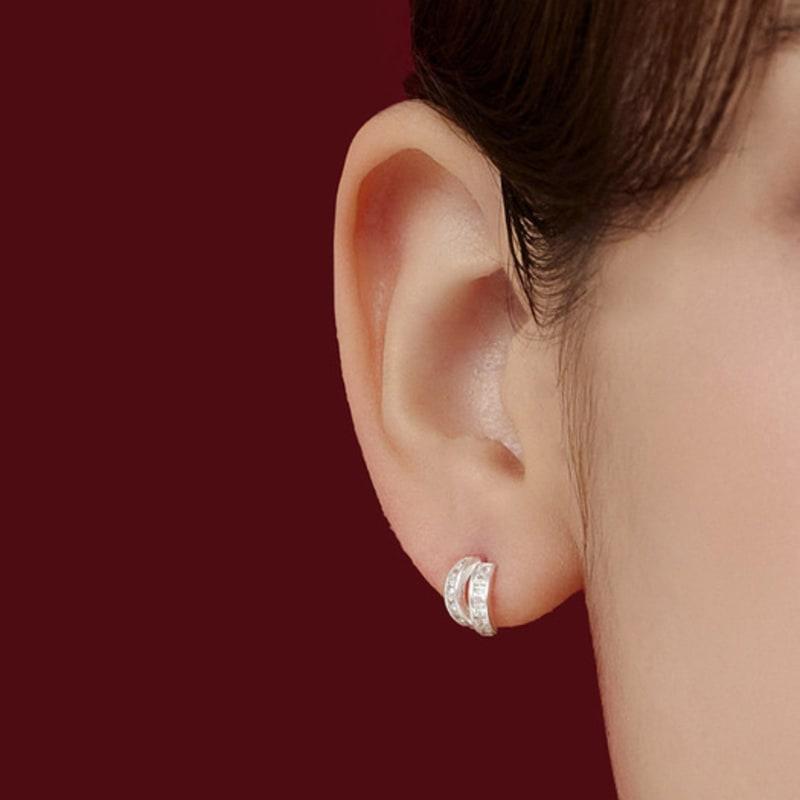 

TOU [Silver925] WFN002 Square Two Line Earrings Gold