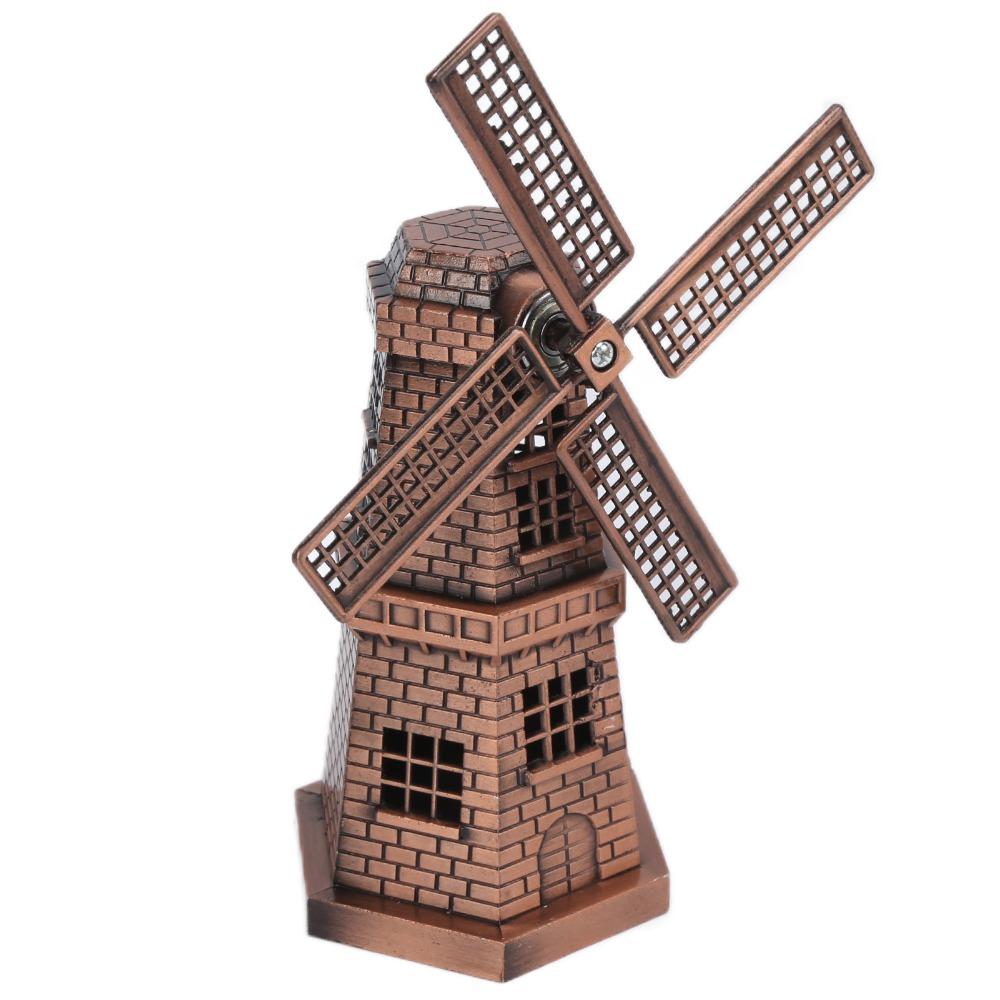 1pcs Red Bronze Windmill Decor Metal Construction Windmill Ornament Windmill Model Home Office