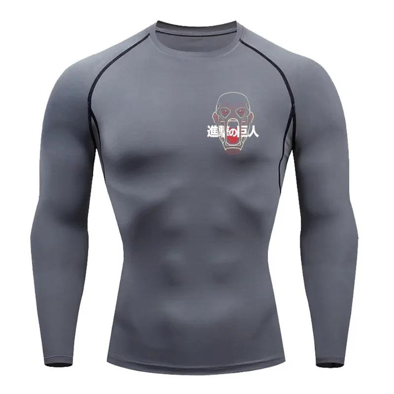 Fitness Sportswear Teenagers Tshirt Attack Titan Graphic Tops Tight Training Clothes Boys Compression Running Basketball Clothes
