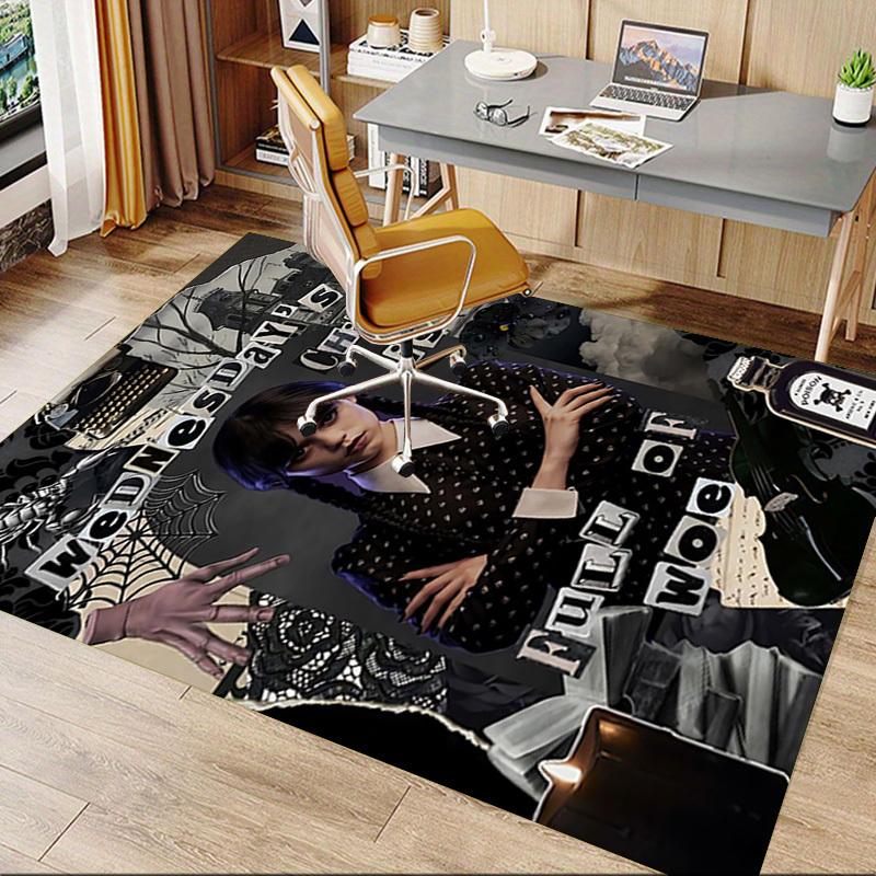 1pc Wednesday Addams, gothic Home Office, Durable Polyester Floor Mat with Easy, Office Decor, Urban Style, Nonslip Backing, Highquality Fabric