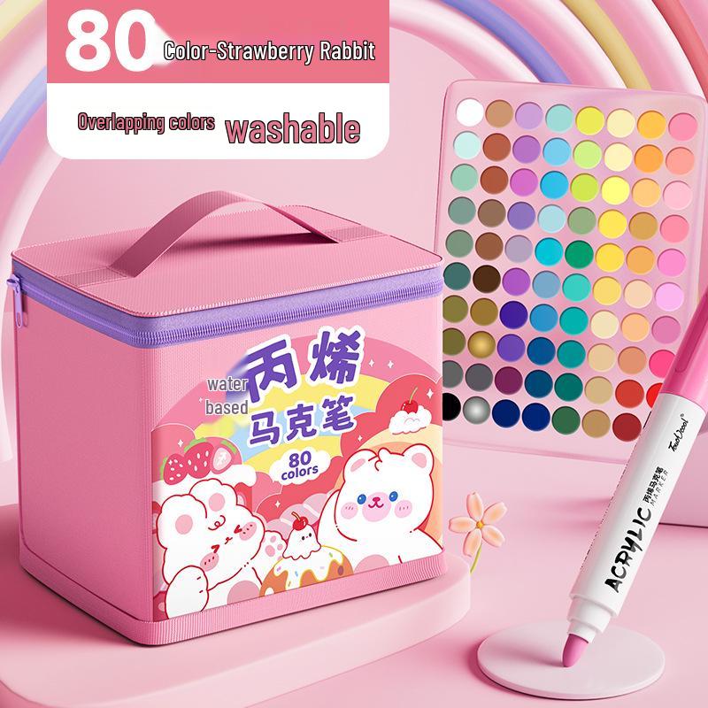 Acrylic Marker and Colored Pencil Set: 24 Opaque Colors, 36 Paint Brushes for Kindergarten Art