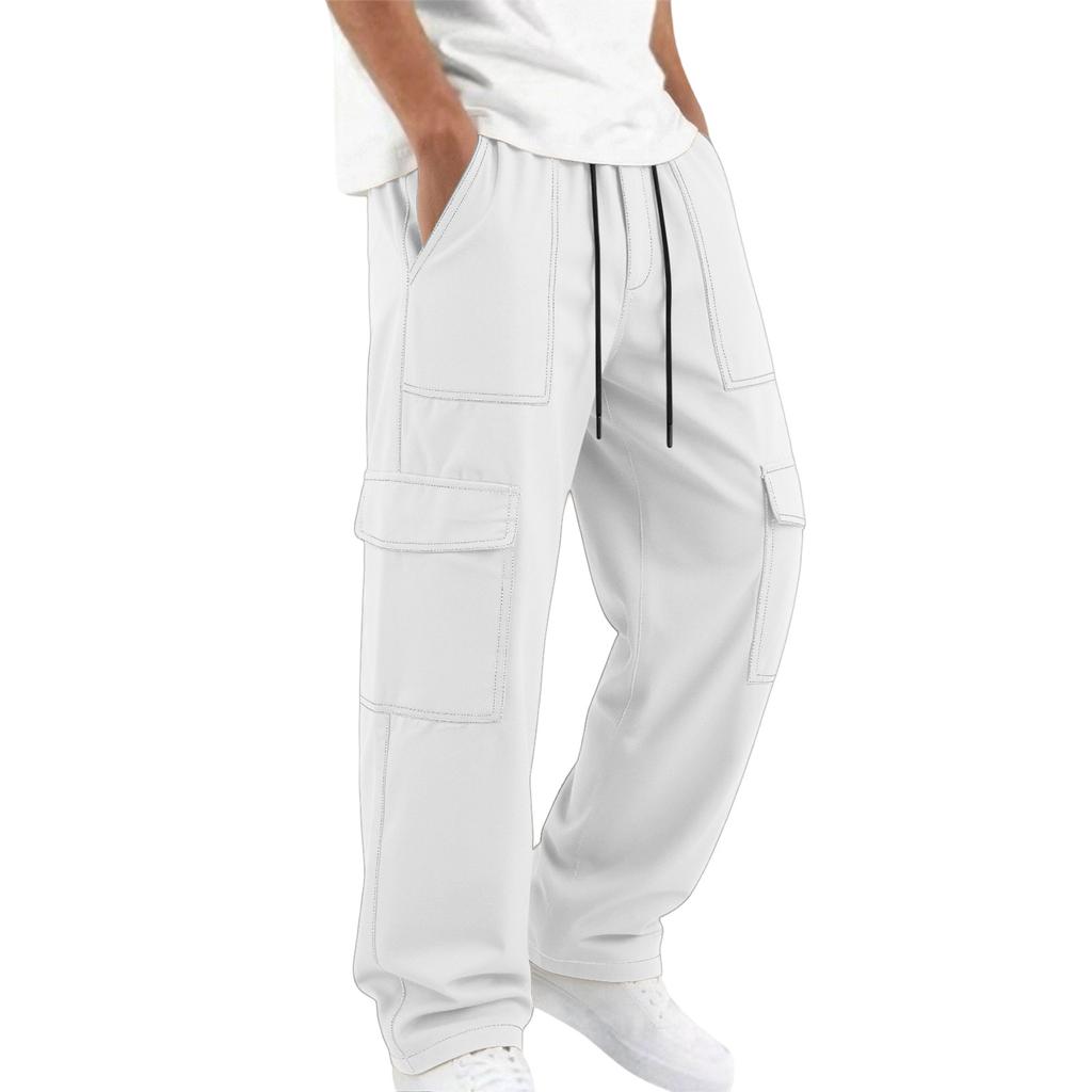 Men's Cargo Pants with Multiple Pockets - Casual Multi-Pocket Trousers for Everyday Wear