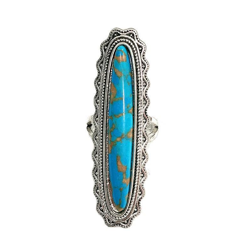 Bague Longue Turquoise Populaire Unisexe - Bijoux de Mode Européens Américains