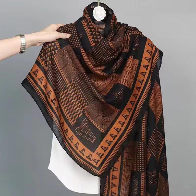 New Spring And Autumn Imitation Cotton And Hemp Square Scarf Women'S Versatile Style Fashion Scarf Multi Functional Hair Binding Headscarf