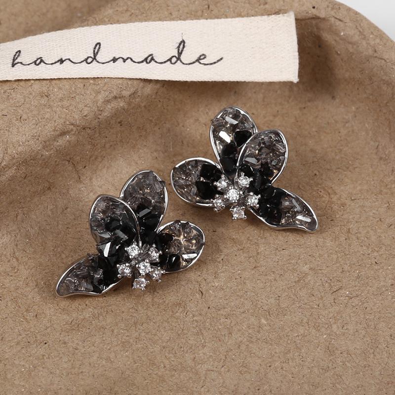 PONYKISS Серебряные серьги-гвоздики Цветок с цирконом для женщин Минималистичные Романтичные Изящные Растительные Аксессуары