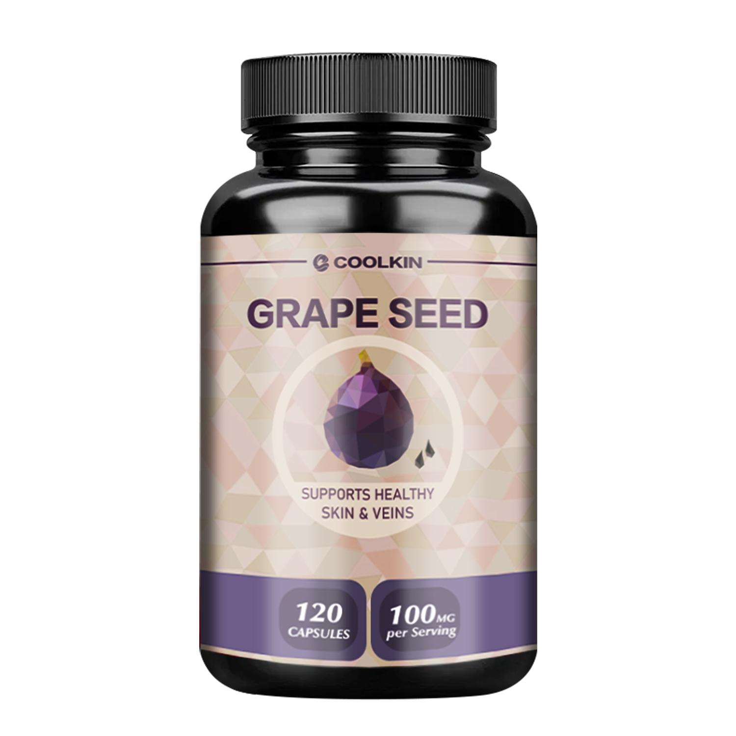 

Coolkin Premium Grape Seed Extract Capsules, 95% Polyphenols, 100mg, Easily Absorbed, Gluten-Free, Suitable for Both Men and Women. 120*1