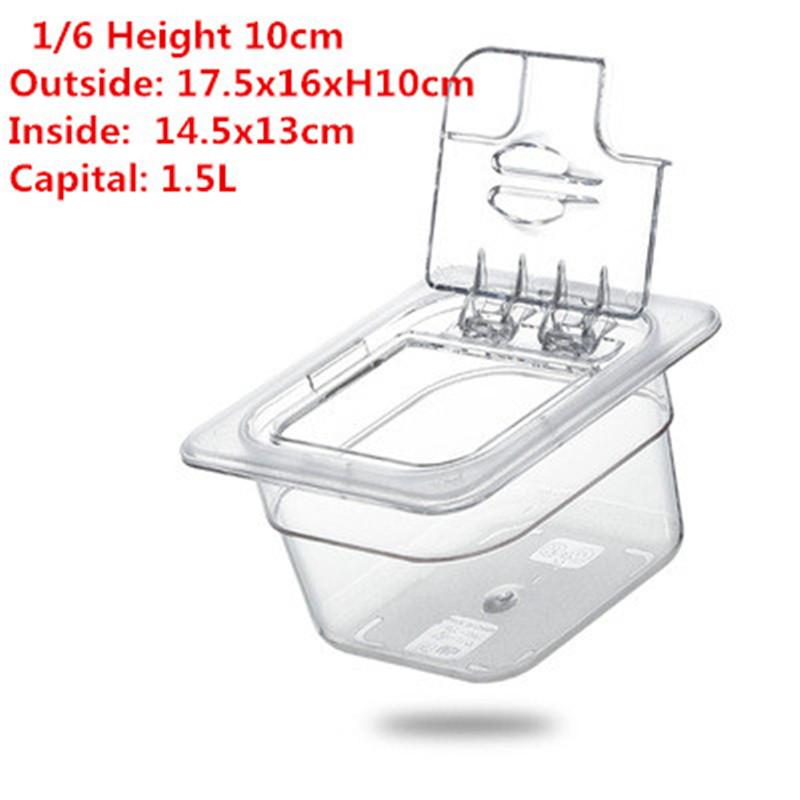 

Лоток GN 1/6 1/9, акриловая коробка с крышкой, прозрачные фрукты, коробка для приправ, орехового варенья, десертов, чай с молоком, банки для хранения и 1 6 height 10cm