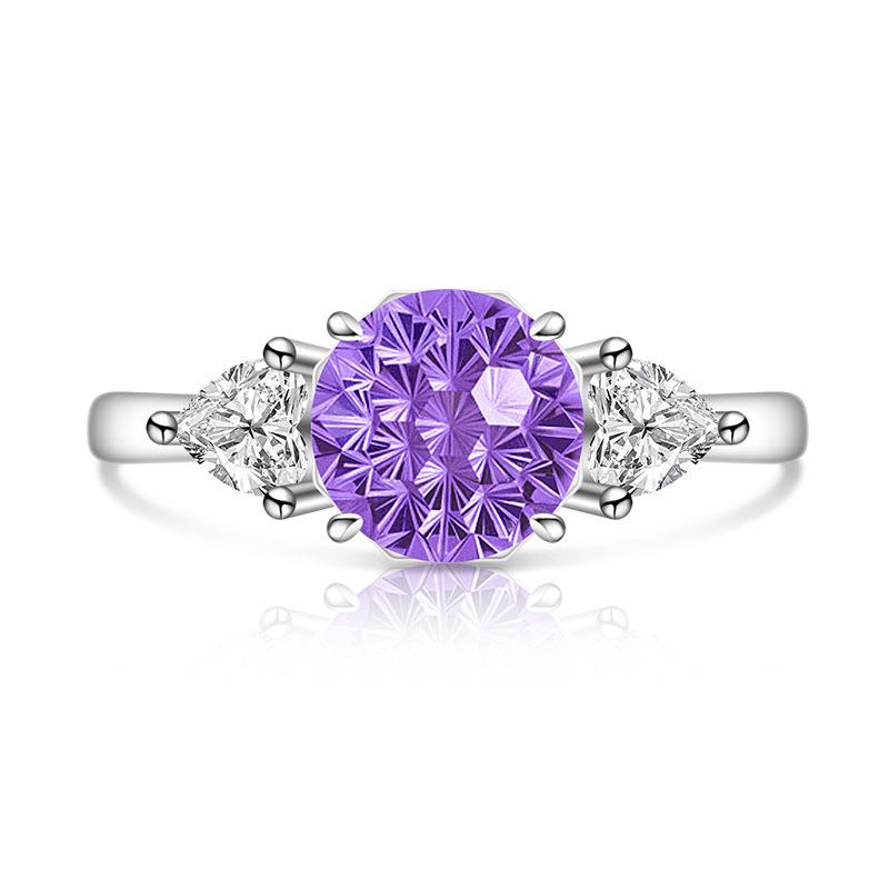 Colored Gem Fireworks High Carbon Diamond Women s Birthday Stone Ring Adjustable