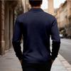 New Men's Solid-Colour Relaxed-Fit Casual Polo Shirt Long-Sleeved Button-Down Collar Jacquard Textured Sweatshirt