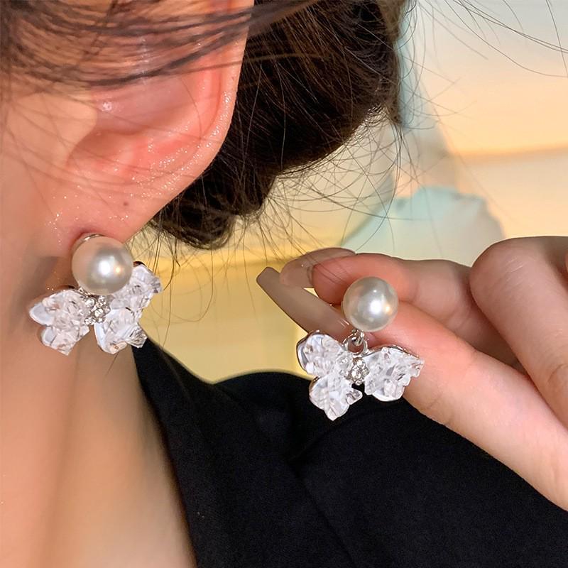 Elegant Bow-Knot Tassel Alloy Earrings for Women's 2025 Spring/Summer