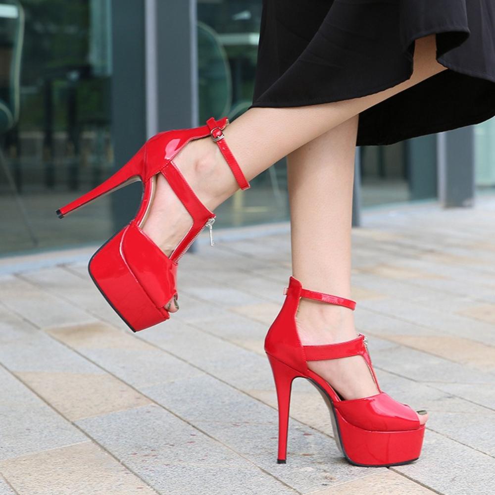 Sexy Super High Heel Sandals Big Size For Dancer Crossdresser Nightclub Pole Dance Elegant European Women Shoes  WZ-B14-80