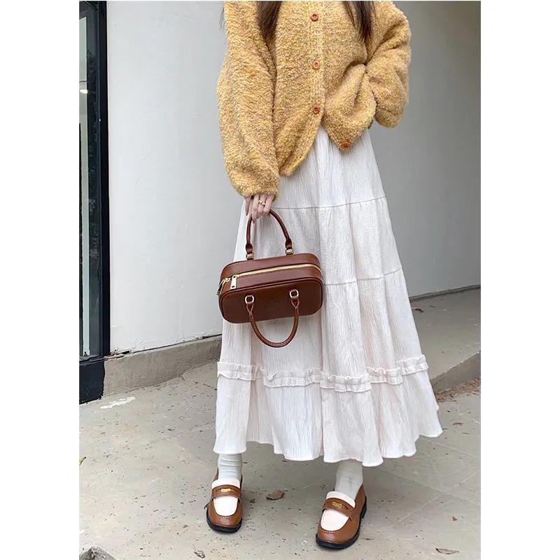 Corduroy Girly Style Long Slimming Cake Skirt - Autumn/Winter Collection