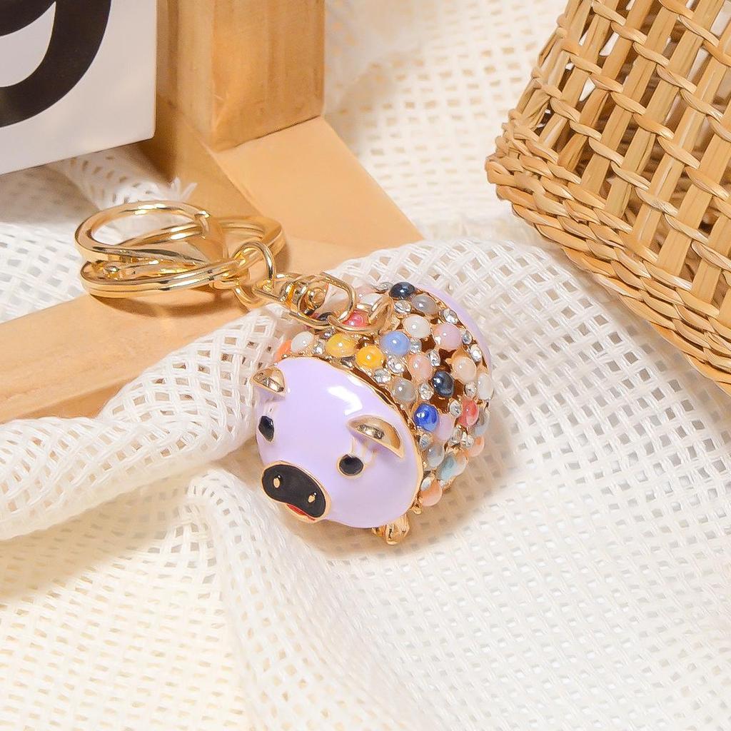 Colorful Rhinestone 3D Tiger Keychain and Metal Backpack Accessory