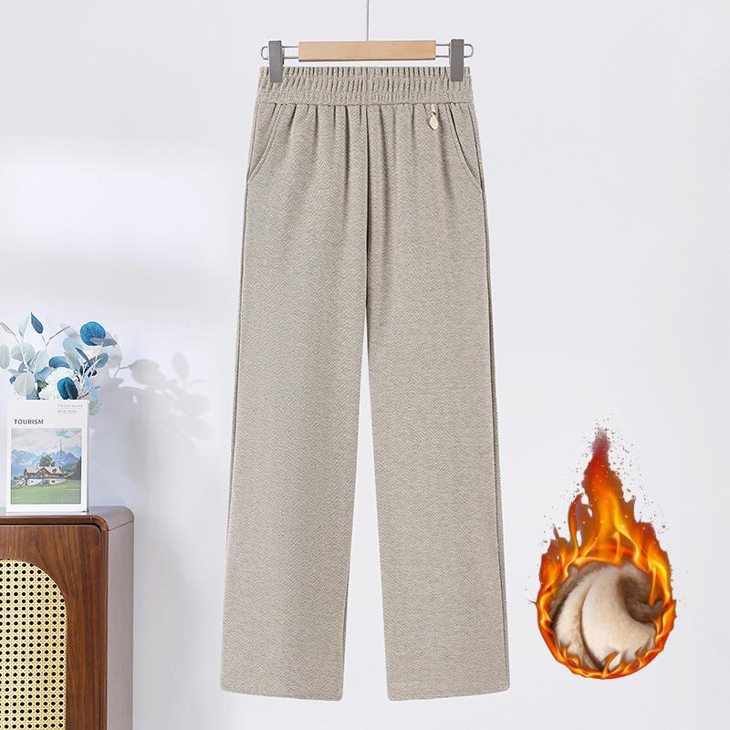 Pants Autumn and Winter High-waisted Straight-leg Trousers, New Middle-aged and Elderly Pants, Long Winter Clothes, Thickened