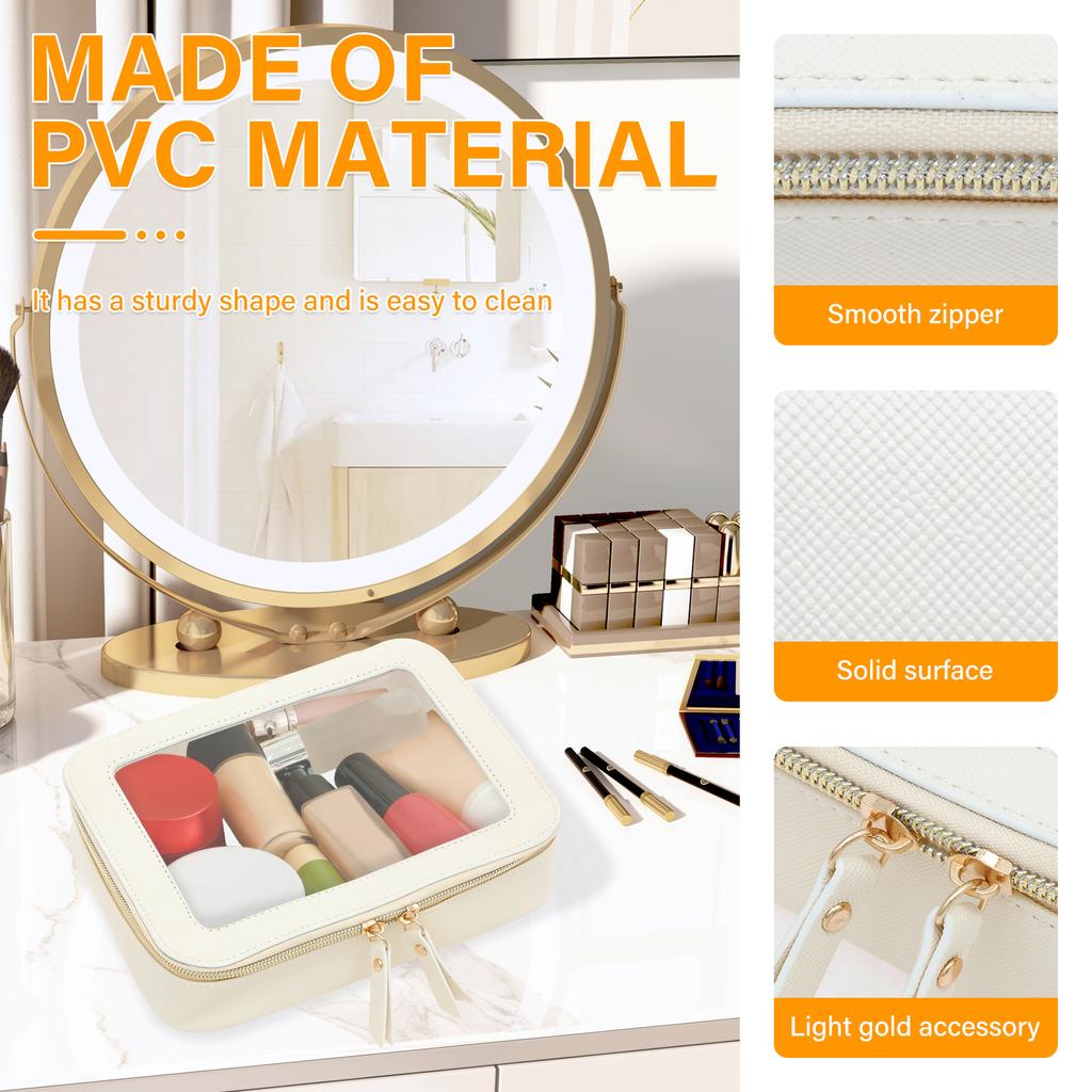 Small Cosmetic Bag PVC Clear Makeup Bag with Zipper Travel Waterproof Toiletry Bag Multifunctional Square Women Item Organizer