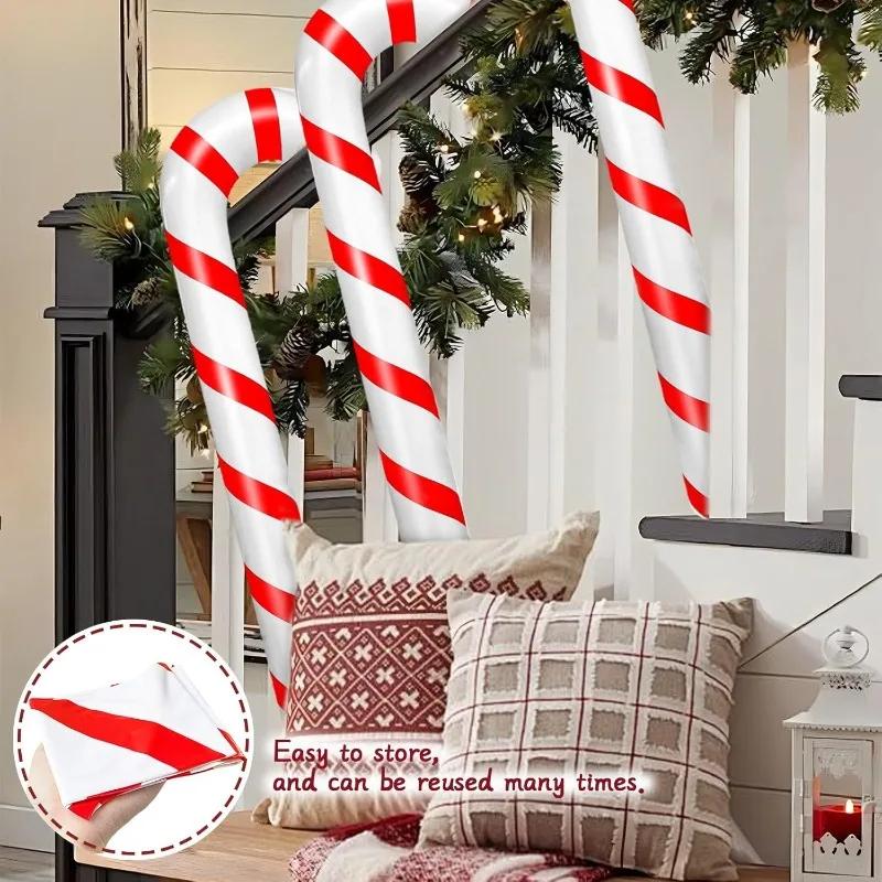 90cm Large Christmas Candy Cane Balloons for Xmas Tree Hanging Ornaments Red Crutches Inflatable Balloon Party Decor Supplies