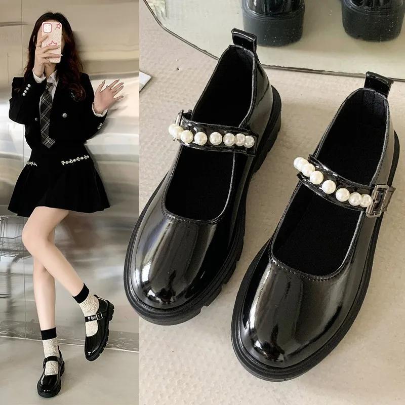 Fashion Mary Janes Shoes Women 6cm Heels Platform Lolita White Women's Shoes School Student College Sweet Low Heel Women Zapatos Mujer
