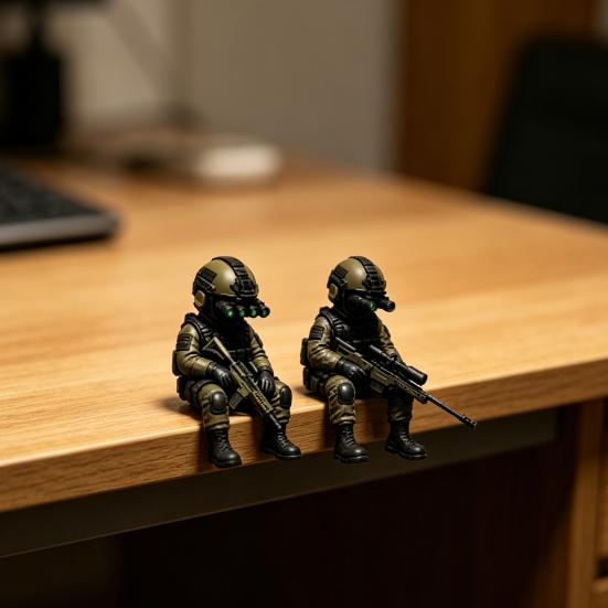 Mini Tactical Soldier Figurine, Realistic Sitting Sniper Resin Statue Model, Armed Special Forces Collectible Sculpture Decoration
