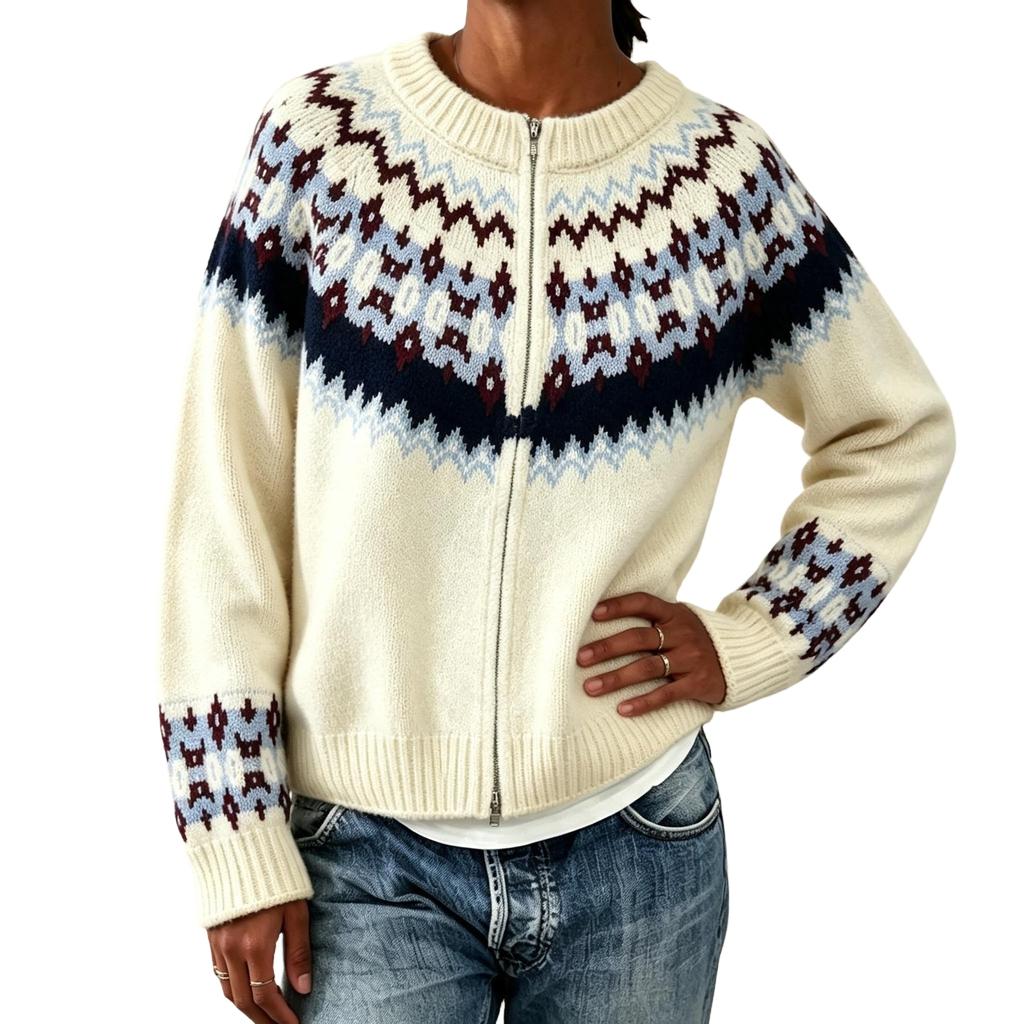 Women's Cardigan Sweater Round Neck Button Up Retro Loose Fit Knit Coat for Fall Winter